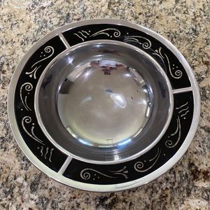 Lenox Spyro Round Salad Serving Bowl black deco rim pre owned